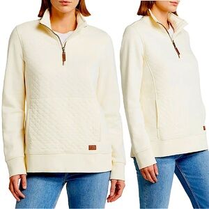 L.L. Bean Cream Quarter-Zip Quilted Pullover Sweatshirt